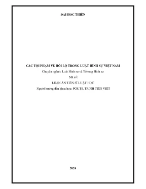 Các tội phạm về hối lộ trong luật hình sự việt nam