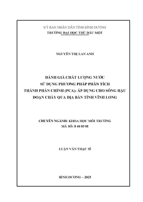 Đánh giá chất lượng nước sử dụng phương pháp phân tích thành phần chính pca