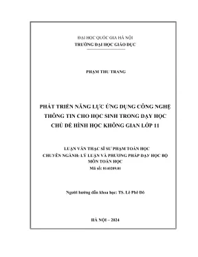Phát triển năng lực ứng dụng công nghệ thông tin cho học sinh trong dạy học chủ đề hình học không gian lớp 11