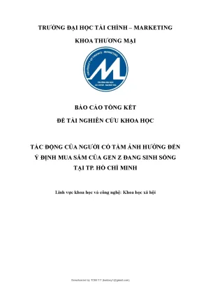 Tác động của người có tầm ảnh hưởng đến ý định mua sắm của gen z đang sinh sống tại tp hồ chí minh