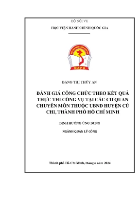 Đánh giá công chức theo kết quả thực thi công vụ tại các cơ quan chuyên môn thuộc ubnd huyện củ chi thành phố hồ chí minh