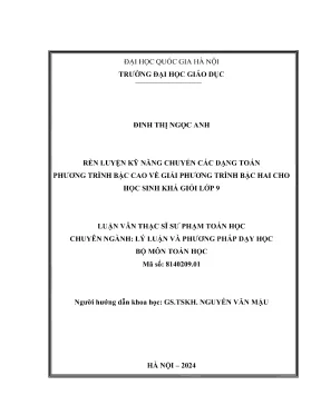 Rèn luyện kỹ năng chuyển các dạng toán phương trình bậc cao về giải phương trình bậc hai cho học sinh khá giỏi lớp 9 luận văn sư phạm toán học