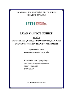 Đánh giá kết quả hoạt động tiêu thụ sản phẩm của công ty tnhh v tex vietnam năm 2022