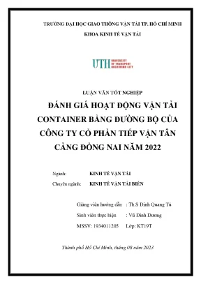 Đánh giá hoạt động vận tải container bằng đường bộ của công ty cổ phần tiếp vận tân cảng đồng nai năm 2022