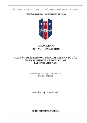 Các yếu tố ảnh hưởng đến cam kết gắn bó của nhân sự khối văn phòng chính tại oppo việt nam