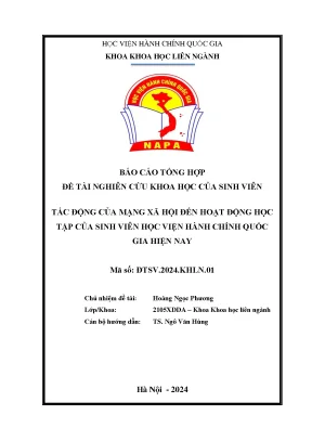Tác động của mạng xã hội đến hoạt động học tập của sinh viên học viện hành chính quốc gia hiện nay