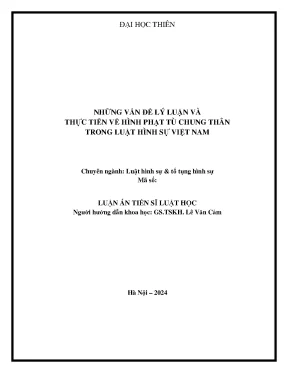 Những vấn đề lý luận và thực tiễn về hình phạt tù chung thân trong luật hình sự việt nam