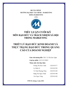 Triết lý đạo đức kinh doanh và thực trạng đạo đức trong quảng cáo của doanh nghiệp