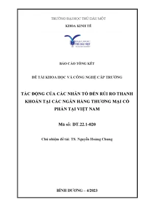 Tác động của các nhân tố đến rủi ro thanh khoản tại các ngân hàng thương mại cổ phần tại việt nam