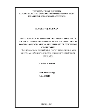 Luận văn thạc sĩ ngôn ngữ học investigating how to improve oral presentation skills for the second year english major of the department of foreign language at hung yen university of technology and education