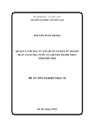 Quản lý vốn đầu tư xây dựng cơ bản từ nguồn ngân sách nhà nước của huyện thanh thủy tỉnh phú thọ