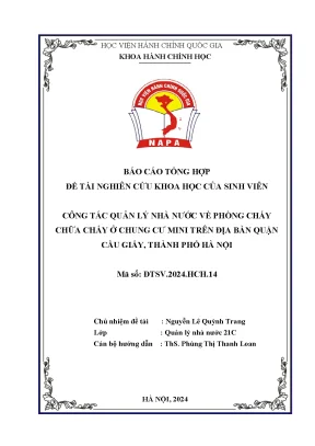Công tác quản lý nhà nƣớc về phòng cháy chữa cháy ở chung cƣ mini trên địa bàn quận cầu giấy thành phố hà nội