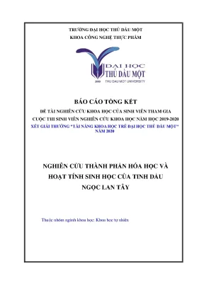 Nghiên cứu thành phần hóa học và hoạt tính sinh học của tinh dầu ngọc lan tây