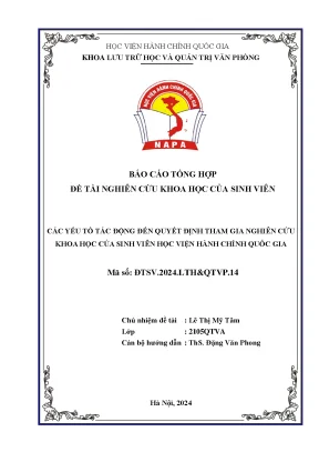 Các yếu tố tác động đến quyết định tham gia nghiên cứu khoa học của sinh viên học viện hành chính quốc gia