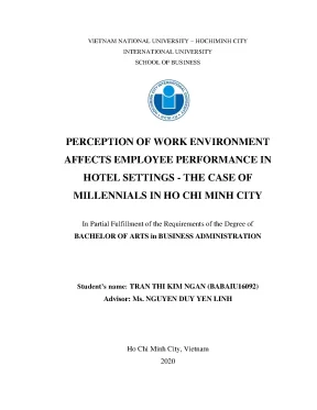 Perception of work environment affects employee performance in hotel settings the case of millennials in ho chi minh city