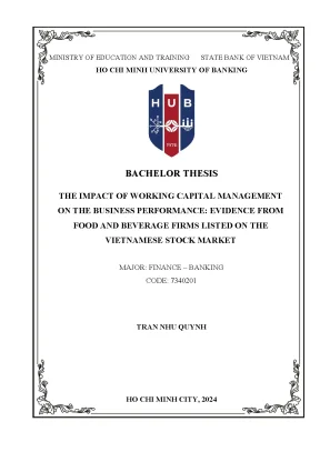 The impact of working capital management on the business performance evidence from food and beverage firms listed on the vietnamese stock market