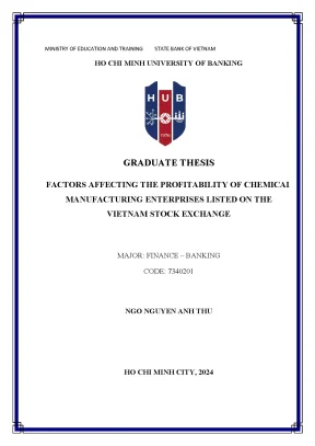 Factors affecting the profitability of chemical manufacturing enterprises listed on the vietnam stock exchange