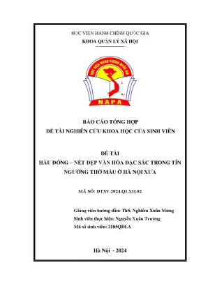 Đề tài hầu đồng nét đẹp văn hóa đặc sắc trong tín ngưỡng thờ mẫu ở hà nội xưa
