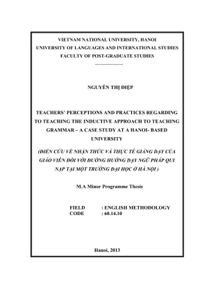 Luận văn thạc sĩ teachers perceptions and practices regarding to teaching the inductive approach to teaching grammar a case study at a hanoi based university