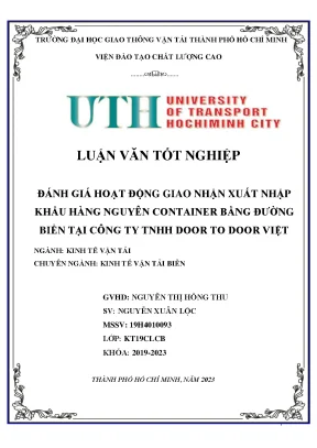 Đánh giá hoạt động giao nhận xuất khẩu hàng nguyên container bằng đường biển tại công ty tnhh door to door việt