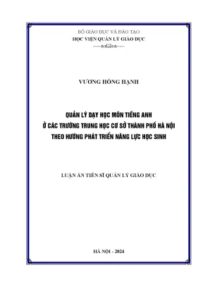 Quản lý dạy học môn tiếng anh ở các trường trung học cơ sở thành phố hà nội theo hướng phát triển năng lực học sinh