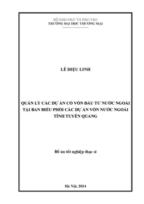 Quản lý các dự án có vốn đầu tư nước ngoài tại ban điều phối các dự án vốn nước ngoài tỉnh tuyên quang