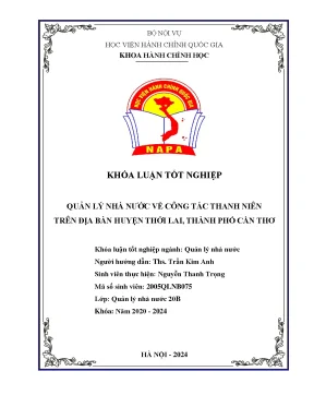 Quản lý nhà nƣớc về công tác thanh niên trên địa bàn huyện thới lai thành phố cần thơ