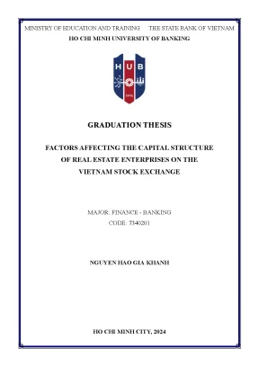 Factors affecting the capital structure of real estate enterprises on the vietnam stock exchange