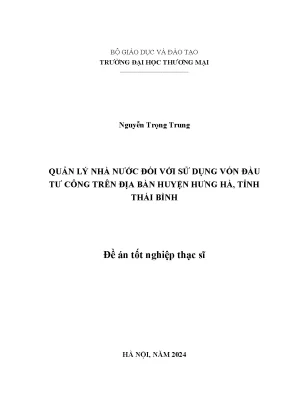 Quản lý nhà nước đối với sử dụng vốn đầu tư công trên địa bàn huyện hưng hà tỉnh thái bình