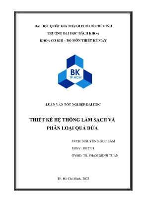 Luận văn tốt nghiệp đại học thiết kế hệ thống làm sạch và phân loại quả dứa