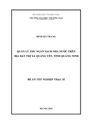 Quản lý thu ngân sách nhà nước trên địa bàn thị xã quảng yên tỉnh quảng ninh