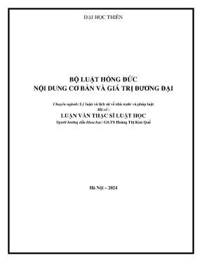 Bộ luật hồng đức nội dung cơ bản và giá trị đương đại mới