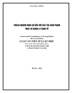 Trách nhiệm hình sự đối với các tội xâm phạm trật tự quản lý kinh tế