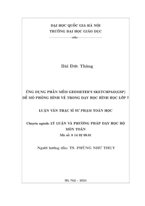 Ứng dụng phần mềm geometers sketchpad gsp để mô phỏng hình vẽ trong dạy học hình học lớp 7 luận văn sư phạm toán học