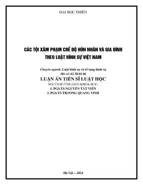 Các tội xâm phạm chế độ hôn nhân và gia đình theo luật hình sự việt nam mới