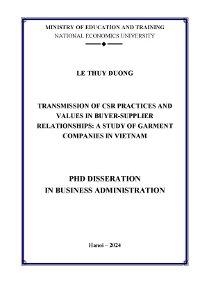 Transmission of csr practices and values in buyer supplier relationships a study of garment companies in vietnam