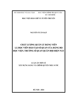 Chất lượng quản lý đảng viên là học viên đào tạo sĩ quan của đảng bộ học viện trường sĩ quan quân đội hiện nay