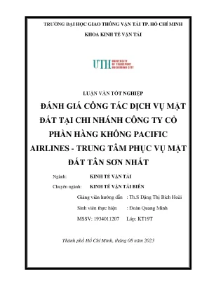 Đánh giá công tác dịch vụ mặt đất tại chi nhánh công ty cổ phần hàng không pacific airlines trung tâm phục vụ mặt đất tân sơn nhất