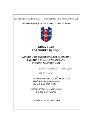 Các nhân tố ảnh hưởng tới sự ổn định tài chính của các ngân hàng thương mại việt nam