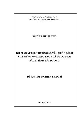 Kiểm soát chi thường xuyên ngân sách nhà nước qua kho bạc nhà nước nam sách tỉnh hải dương