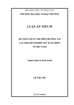 Kế toán quản trị môi trường tại các doanh nghiệp sản xuất điện ở việt nam