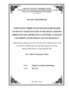 Enhancing third year non english major students participation in speaking lessons through collaborative activities at hanoi university of business and technology