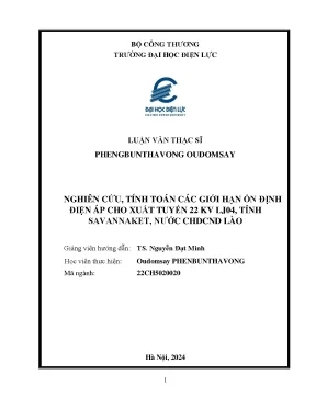 Nghiên cứu tính toán các giới hạn ổn định điện áp cho xuất tuyến 22kv lj04 tỉnh savannaket nước chdcnd lào