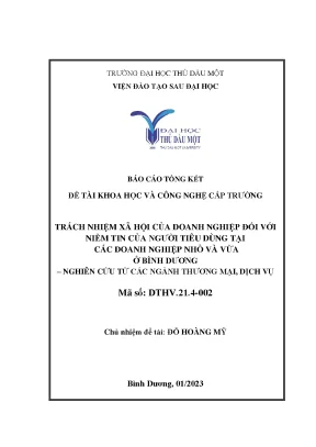 Trách nhiệm xã hội của doanh nghiệp đối với niềm tin của người tiêu dùng tại các doanh nghiệp nhỏ và vừa ở bình dương