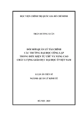 Đổi mới quản lý tài chính các trường đại học công lập trong điều kiện tự chủ và nâng cao chất lượng giáo dục đại học ở việt nam