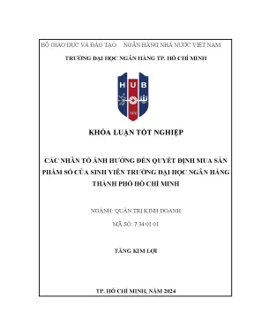 Các nhân tố ảnh hưởng đến quyết định mua sản phẩm số của sinh viên trường đại học ngân hàng thành phố hồ chí minh