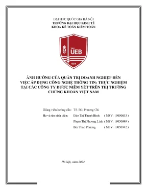 Ảnh hưởng của quản trị doanh nghiệp đến việc áp dụng công nghệ thông tin thực nghiệm tại các công ty được niêm yết trên thị trường chứng khoán việt nam