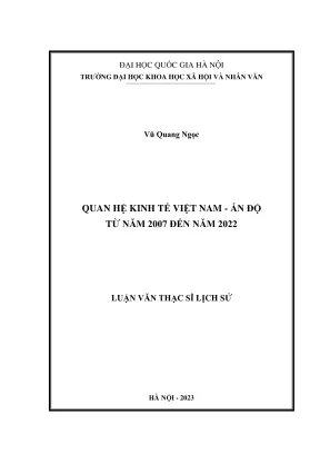 Luận văn thạc sĩ lịch sử quan hệ kinh tế việt nam ấn độ từ năm 2007 đến năm 2022
