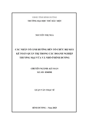 Các nhân tố ảnh hưởng đến tổ chức bộ máy kế toán quản trị trong các doanh nghiệp thương mại vừa và nhỏ ở bình dương