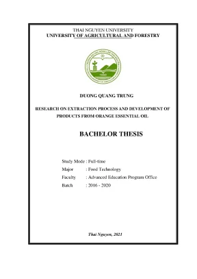 Study on extraction process and development of products from orange essential oil